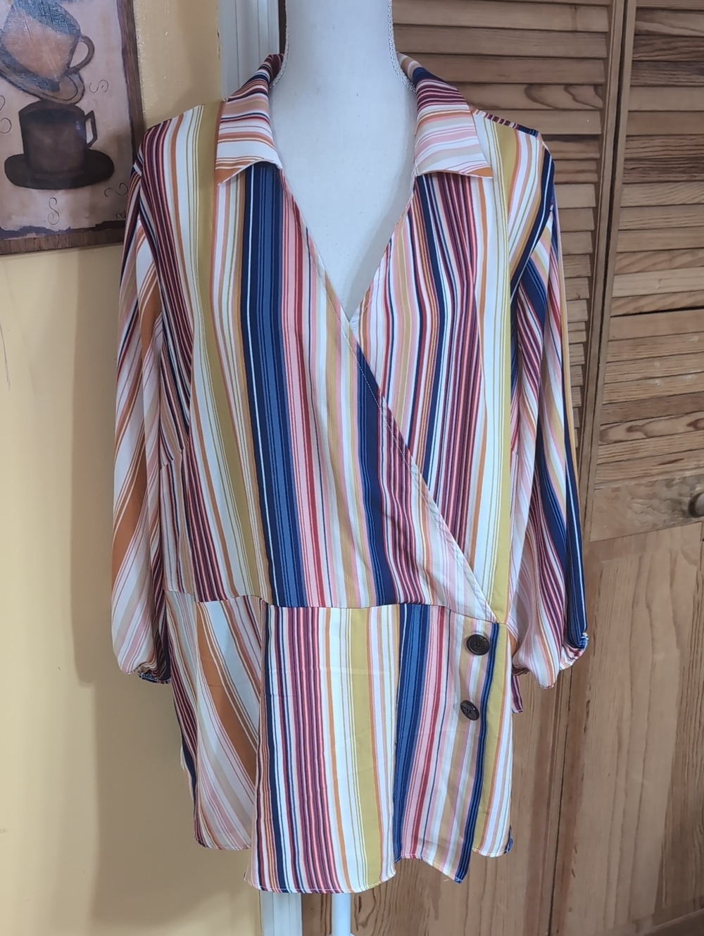 Multicolored Striped Career Blouse 22 24